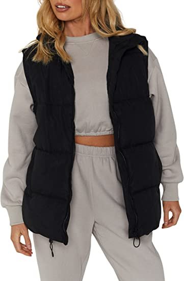 Womens Zip Up Puffer Vest Stand Collar Sleeveless Padded Jacket Coat
