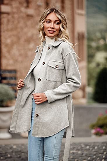 Women's Fashion Winter Trench Coats Lapel Button Down Peacoat Belted Outwear Casual Jackets