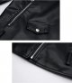 Women Faux Leather Jacket Lapel Collar Motorcycle Zip Up Long Sleeve Motor Biker Short Coat Jacket