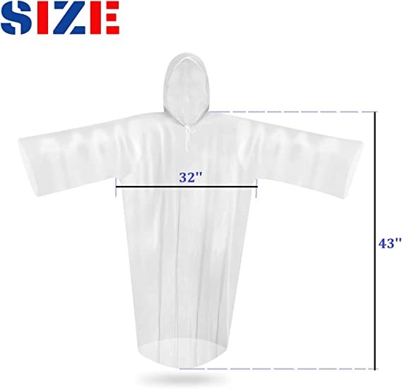 5 Pack Rain Poncho Set Colorful Disposable Rain Poncho for Adults with Drawstring Hood and Sleeves